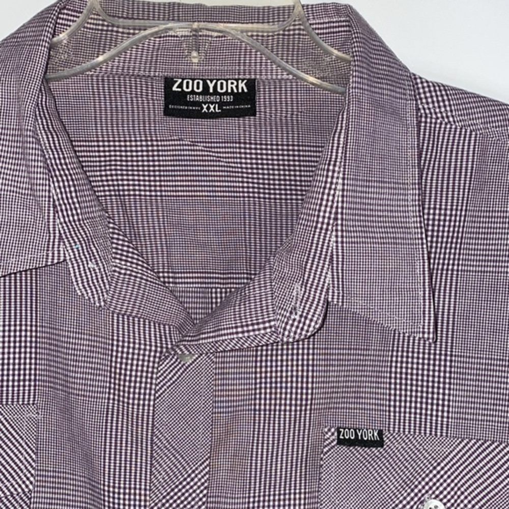 Zoo York ZY93 Y2K Purple Micro Check Button Down Shirt Mens